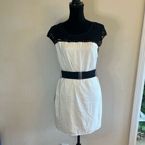 Express White And Gray Dress With Belt